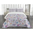 thumbnail image 1 of Ambesonne Pastel Quilted Bedspread Set 3 Pcs, Doodle Botany Garden, Queen Size, Multicolor, 1 of 5