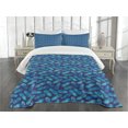 thumbnail image 1 of Ambesonne Pastel Quilted Bedspread Set 3 Pcs, Tropical Pineapple Blue, Queen Size, Dark Blue Pale Blue, 1 of 5