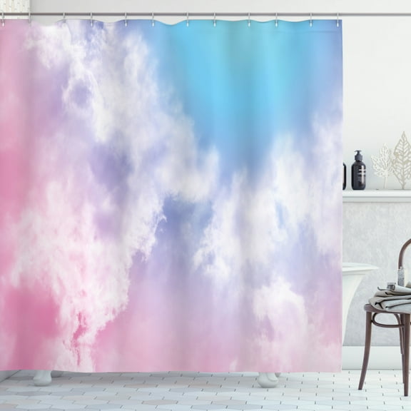Ambesonne Pastel Shower Curtain, Fantasy Sky Fog, 69"Wx70"L, Pale Pink Aqua White