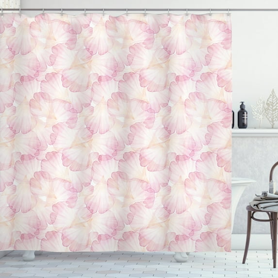 Ambesonne Pastel Shower Curtain, Pale Pink Flower Petals, 69"Wx75"L, Pale Pink White