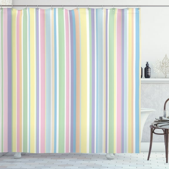 Ambesonne Pastel Shower Curtain, Striped Classic Pattern, 69"Wx70"L, Multicolor