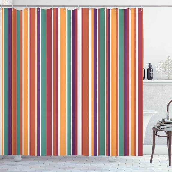 Ambesonne Pastel Shower Curtain, Striped Pattern Lines Print, 69"Wx70"L, Pale Cinnamon