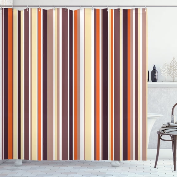 Ambesonne Pastel Shower Curtain, Striped Pattern Lines Print, 69"Wx70"L, Warm Taupe
