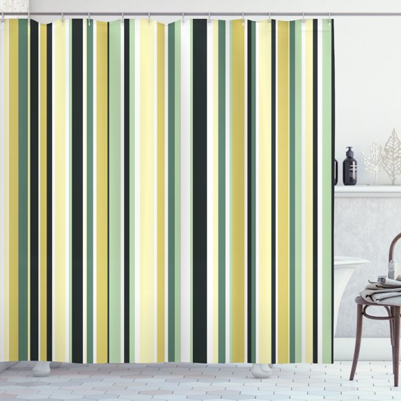 Ambesonne Pastel Shower Curtain, Striped Pattern Lines Print, 69"Wx84"L, Almond Green