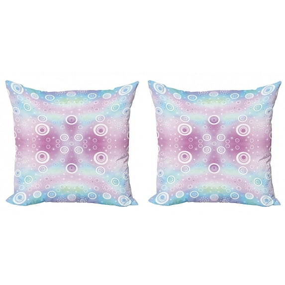 Ambesonne Pastel Throw Pillow Cover 2 Pack, Fantasy Random Circles, 16", Pale Pink Aqua White
