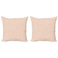 thumbnail image 1 of Ambesonne Pastel Throw Pillow Cover 2 Pack, Symmetric Hatched Rounds, 24", Salmon Charcoal Grey, 1 of 2