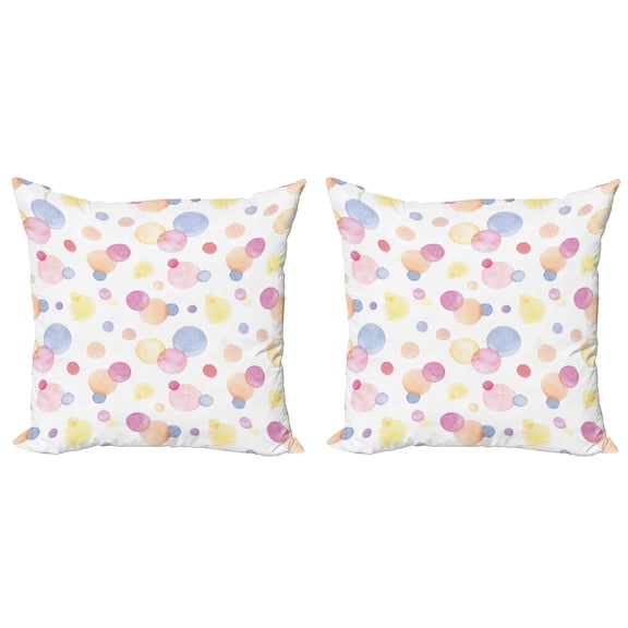 Ambesonne Pastel Throw Pillow Cover 2 Pack, Watercolor Drops, 18", Multicolor
