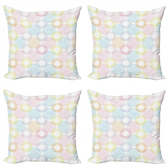 Ambesonne Pastel Throw Pillow Cover 4 Pack, Big Spots Overlapping, 18", Multicolor