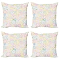 thumbnail image 1 of Ambesonne Pastel Throw Pillow Cover 4 Pack, Blooming Flowers Spring, 24", Multicolor, 1 of 6