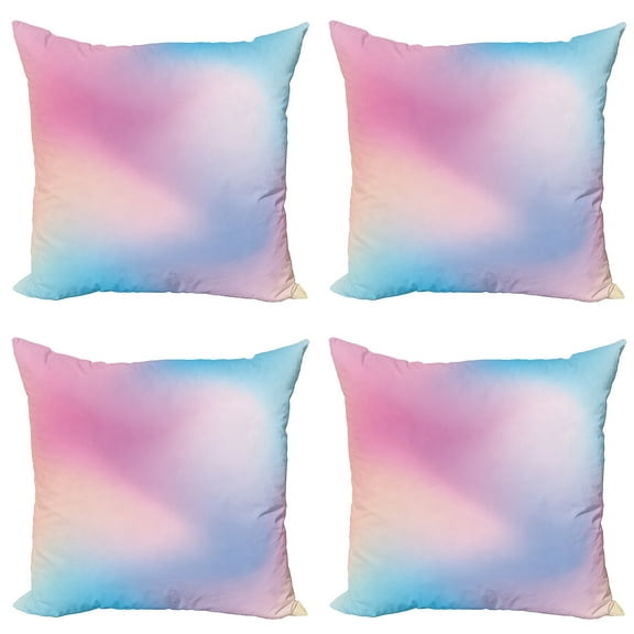 Ambesonne Pastel Throw Pillow Cover 4 Pack, Daydream Fantasy, 20", Aqua Peach Pink