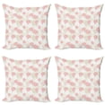thumbnail image 1 of Ambesonne Pastel Throw Pillow Cover 4 Pack, Soft Spring Floral Motif, 24", Brown Pale Pink White, 1 of 2