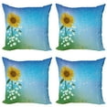 thumbnail image 1 of Ambesonne Pastel Throw Pillow Cover 4 Pack, Sunflowers Chamomiles, 20", Blue Yellow Green, 1 of 6