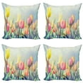 thumbnail image 1 of Ambesonne Pastel Throw Pillow Cover 4 Pack, Tulips Flower Bed Park, 24", Multicolor, 1 of 7