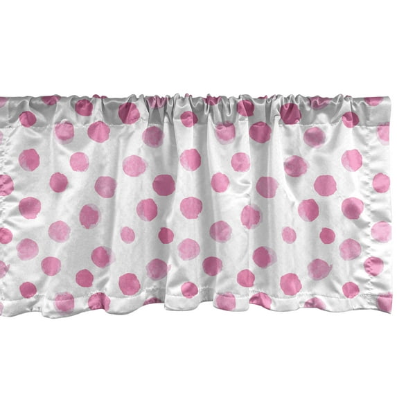 Ambesonne Pastel Valance Pack of 2, Brushstroke Soft Polka Dots, 42"X12", Pink and White