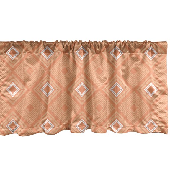 Ambesonne Pastel Valance Pack of 2, Diagonal Squares and Stripes, 54"X12", Dark Peach and Salmon