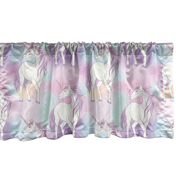 Ambesonne Pastel Window Valance, Colorful Images Theme, 42" x 12", Multicolor