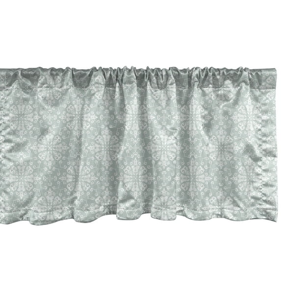 Ambesonne Pastel Window Valance, Neutral Oriental, 42" x 12", Pale Sage Green and White