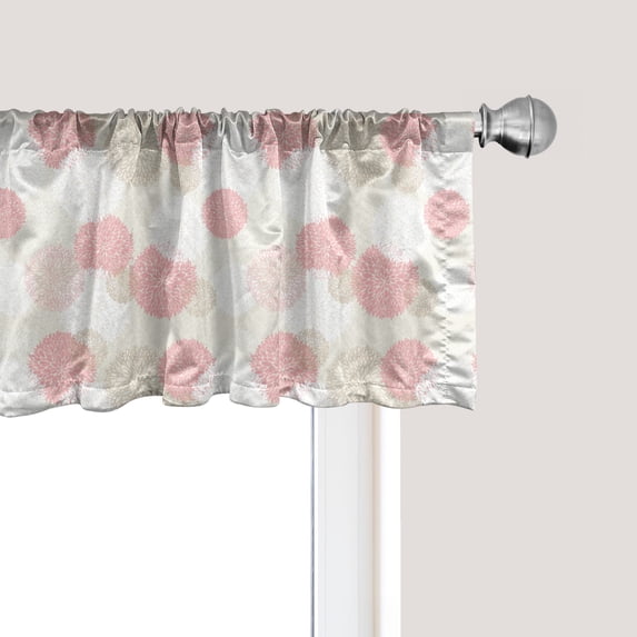 Ambesonne Pastel Window Valance, Soft Spring Floral Motif, 54" X 18", Brown Pale Pink White