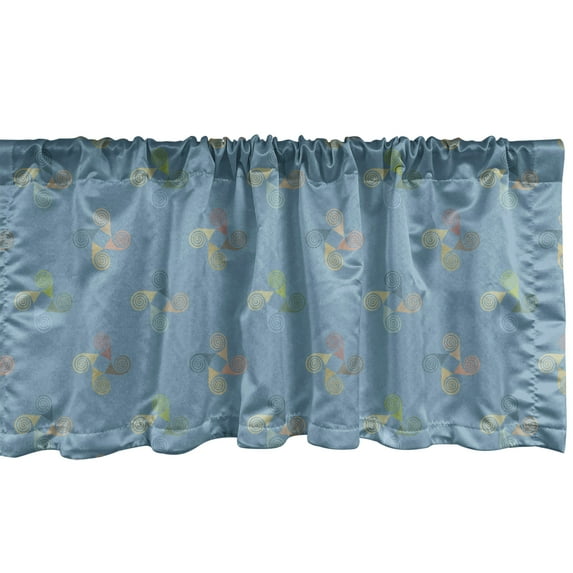 Ambesonne Pastel Window Valance, Spiral Forms and Circles, 54" X 18", Blue Grey and Multicolor