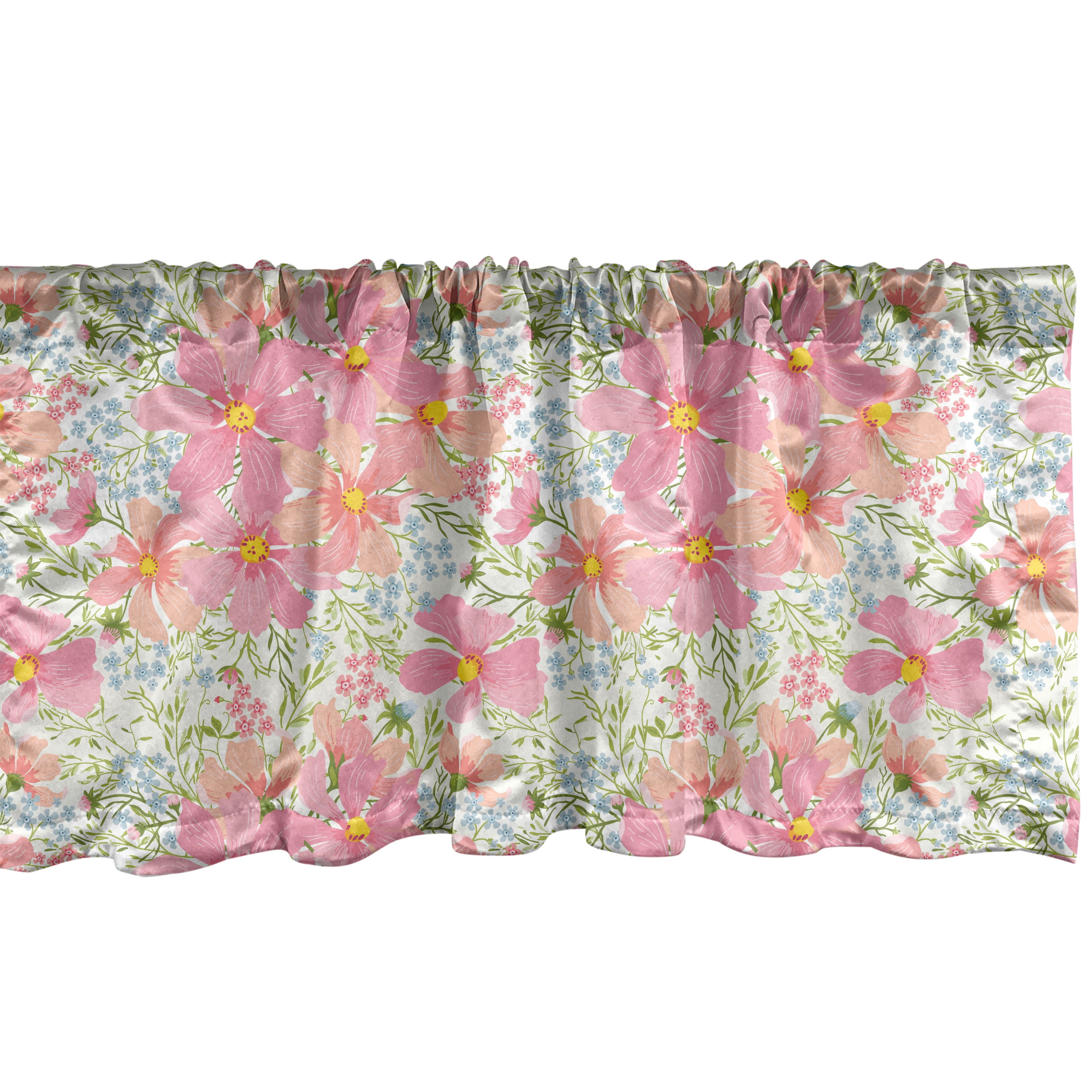 Multicolor Floral Satin Rod Pocket Window Valance 54'' x 18''