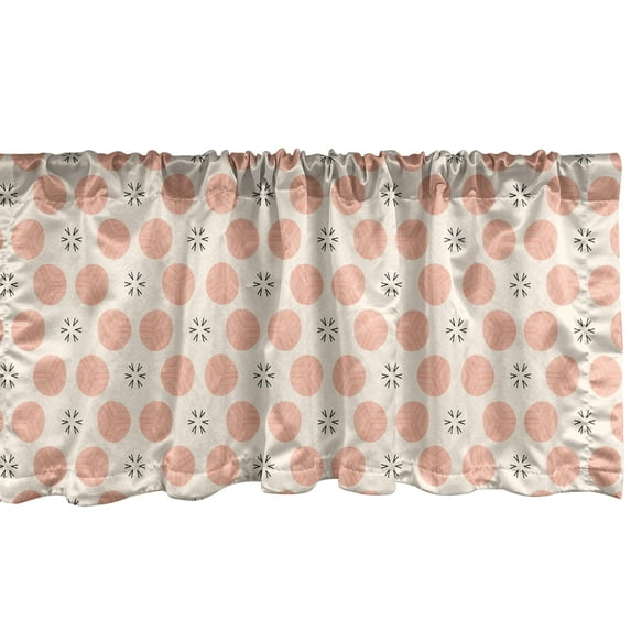 Ambesonne Pastel Window Valance, Symmetric Hatched Rounds, 42" x 18", Salmon Charcoal Grey