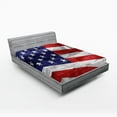 thumbnail image 1 of Ambesonne Patriotic Fitted Sheet, America Patriotic Day, Queen Size, Navy Blue Red White, 1 of 3