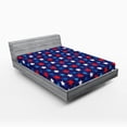 thumbnail image 1 of Ambesonne Patriotic Fitted Sheet, American Flag Stars, Queen Size, Dark Blue White, 1 of 3