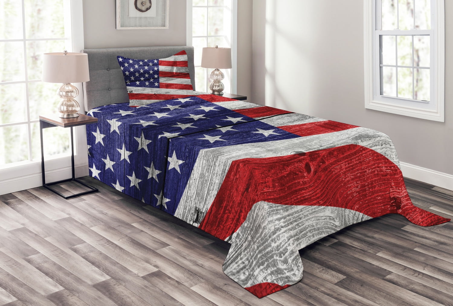 White Quilted Twin Bedspread Set with Pillow Sham