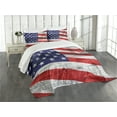 thumbnail image 1 of Ambesonne Patriotic Quilted Bedspread Set 3 Pcs, America Patriotic Day, Queen Size, Navy Blue Red White, 1 of 3