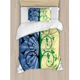 thumbnail image 1 of Ambesonne Peace Duvet Cover Set, Ying Yang Tree, Twin, Black Green and Blue, 1 of 3