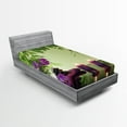 thumbnail image 1 of Ambesonne Peace Fitted Sheet 2 Pcs Set, Spa Candles Orchids Bloom, Twin, Pale Green Fern Green, 1 of 3
