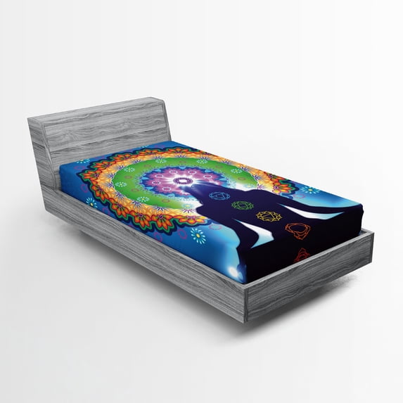 Ambesonne Peace Fitted Sheet, Mandala Yoga, Twin XL Size, Multicolor
