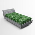thumbnail image 1 of Ambesonne Peace Fitted Sheet, Tropic Plants Pattern, Twin Size, Hunter Green, 1 of 2