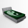 thumbnail image 1 of Ambesonne Peace Fitted Sheet, Ying Yang Green Harmony, Twin XL Size, Green Black White, 1 of 2