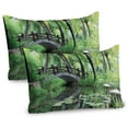 thumbnail image 1 of Ambesonne Peace Garden Pillow Sham 2 Pack, Park in South China, 26"x20", Green Grey Brown, 1 of 3