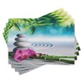 thumbnail image 1 of Ambesonne Peace Place Mats Set of 4, Spa Sand Orchid Flower, Standard Size, Blue Fern Green Fuchsia, 1 of 6
