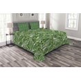 thumbnail image 1 of Ambesonne Peace Quilted Bedspread Set 3 Pcs, Tropic Plants Pattern, Queen Size, Hunter Green, 1 of 3