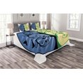 thumbnail image 1 of Ambesonne Peace Quilted Bedspread Set 3 Pcs, Ying Yang Tree, Queen Size, Black Green and Blue, 1 of 3