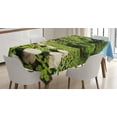thumbnail image 1 of Ambesonne Peace Tablecloth Rectangular Table Cover, Japanese Stone Path Lotus, 60"x90", Lime Green Sky Blue, 1 of 4