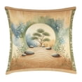 thumbnail image 1 of Ambesonne Peacefulness Throw Pillow Cushion Cover, Stones Sand and Tree, 24" X 24", Camel Reseda Green Blue, 1 of 2