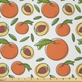 thumbnail image 1 of Ambesonne Peach Colors Fabric by the Yard Microfiber, Fruit with Art, 3 Yards, White Burnt Sienna, 1 of 2