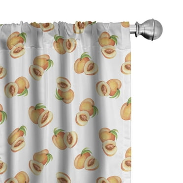 Ambesonne Peach Curtains, Freshly Picked Drupes, Pair of 28"x84", Pale Orange Green