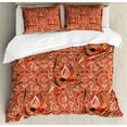 thumbnail image 1 of Ambesonne Peach Duvet Cover Set, Floral Vibrant Drawing, King, Peach Orange Black, 1 of 6
