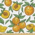 thumbnail image 1 of Ambesonne Peach Fabric by the Yard Upholstery, Hand Drawn Ripe Fruits Art, 10 Yards, Earth Yellow Lime Green, 1 of 5