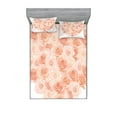 thumbnail image 1 of Ambesonne Peach Fitted Sheet & Pillow Sham Set, Heart Shaped Blossoms, King, Salmon Peach, 1 of 2