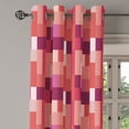 thumbnail image 1 of Ambesonne Peach Grommet Curtain Single Panel, Geometric Square Colorful, 50"x60", Purple Coral, 1 of 5