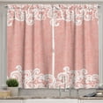thumbnail image 1 of Ambesonne Peach Kitchen Curtains, Laces Design Ornamental, 55"x39", Coral White, 1 of 3