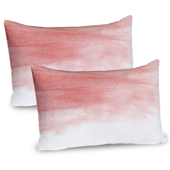 Ambesonne Peach Pillow Sham 2 Pack, Watercolor Ombre Brush, 26"x20", Coral White