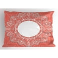 thumbnail image 1 of Ambesonne Peach Pillow Sham, Bridal Lace Design Soft, 26" X 20", Coral White, 1 of 2