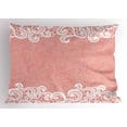 thumbnail image 1 of Ambesonne Peach Pillow Sham, Laces Design Ornamental, 26" X 20", Coral White, 1 of 2